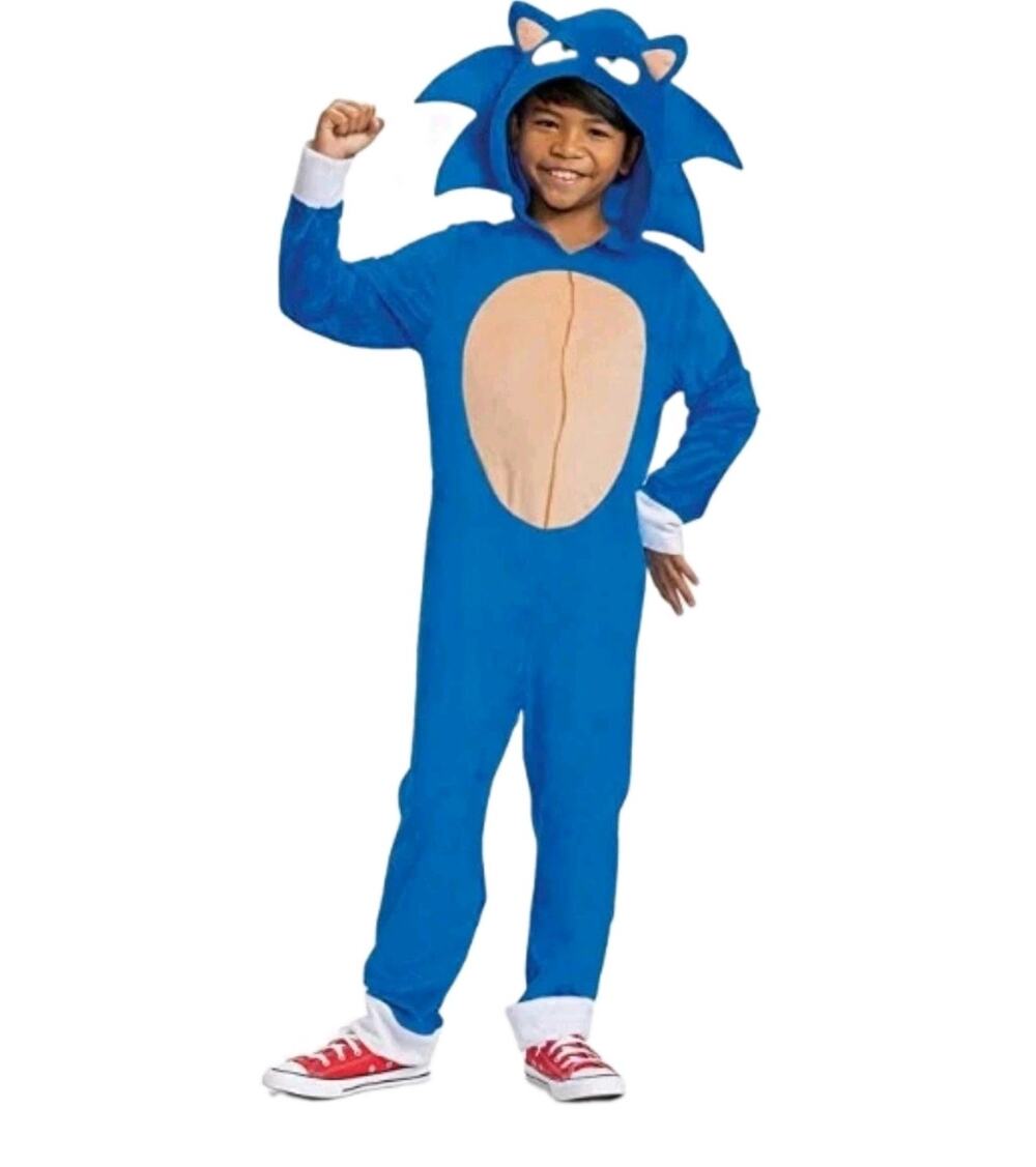 NEW Sonic 2 The Hedgehog One Piece Halloween Costume Cosplay Kids Size L (10-12)